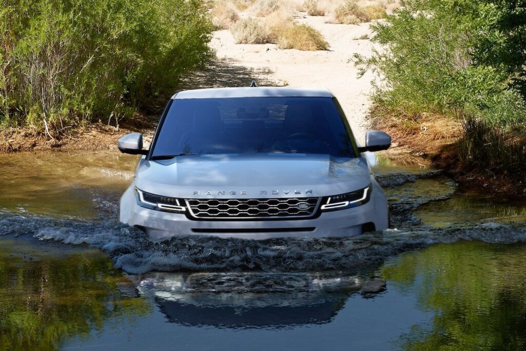 Range Rover Evoques can tackle most deep water off road.