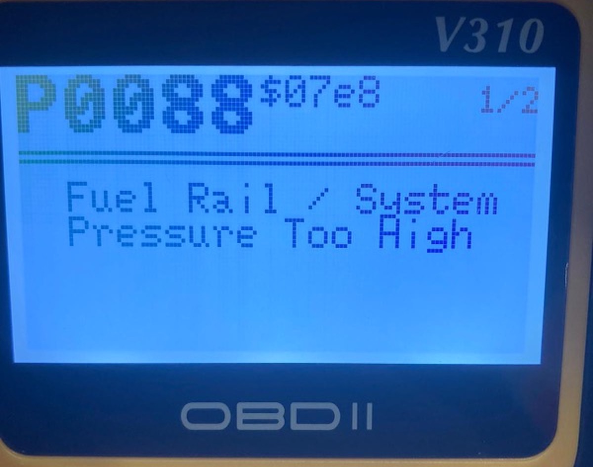 Range Rover fuel rail / system pressure too high - error code