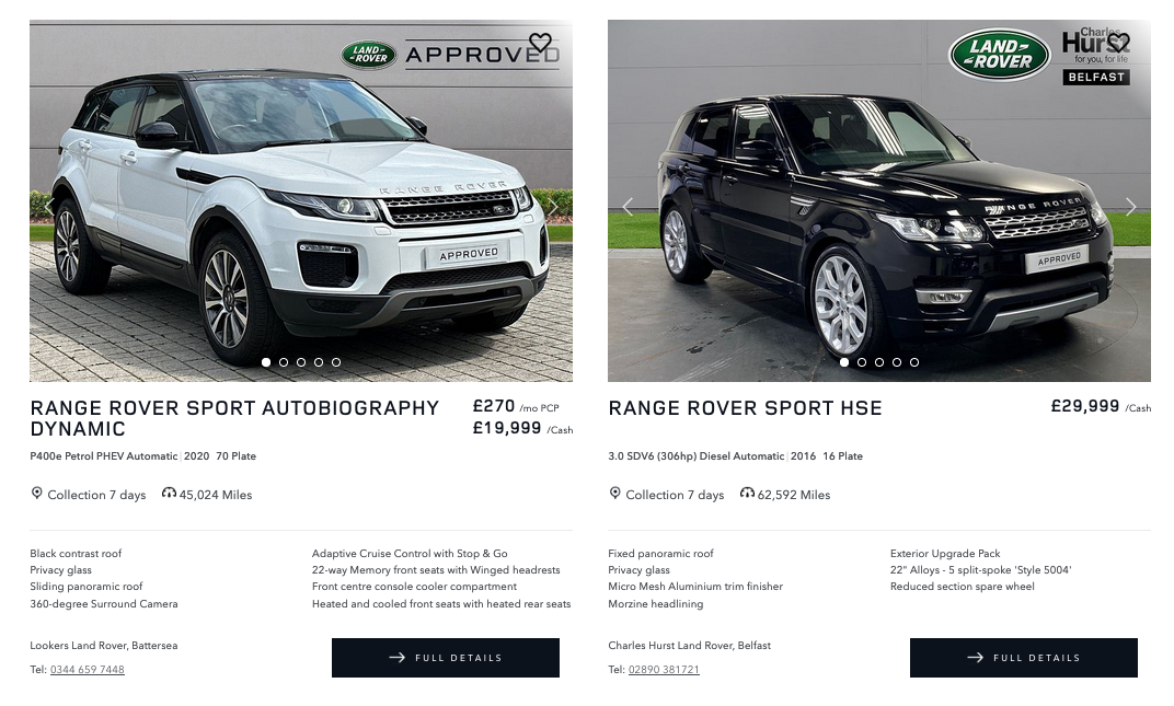 Used Range Rovers online.
